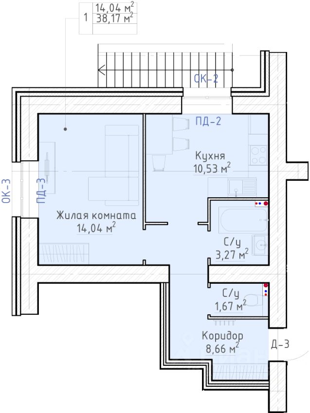 планировка квартиры 40 м2